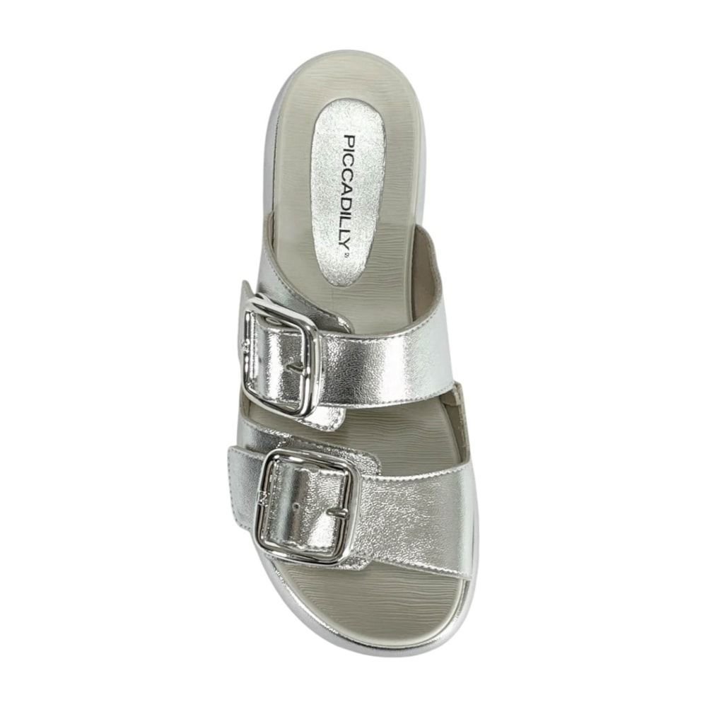 Tamanco Piccadilly Sol Anabela Médio Feminino Prata 4