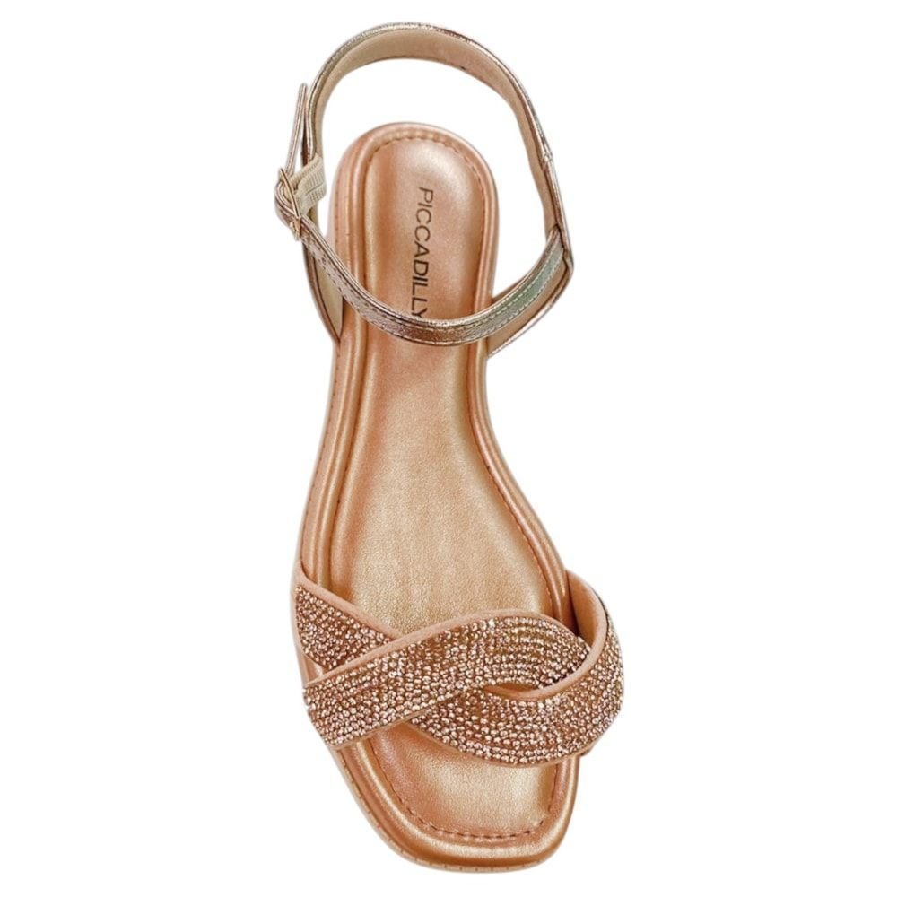 Sandália Rasteira Piccadilly Gabi Feminina Dourado 4