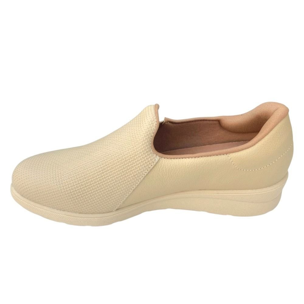 Tênis Usaflex Zíper Couro Feminino Bege 2