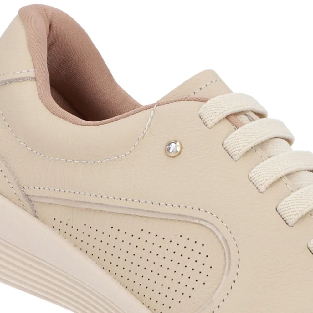 Tênis Usaflex Vanilla Couro Feminino Bege 5