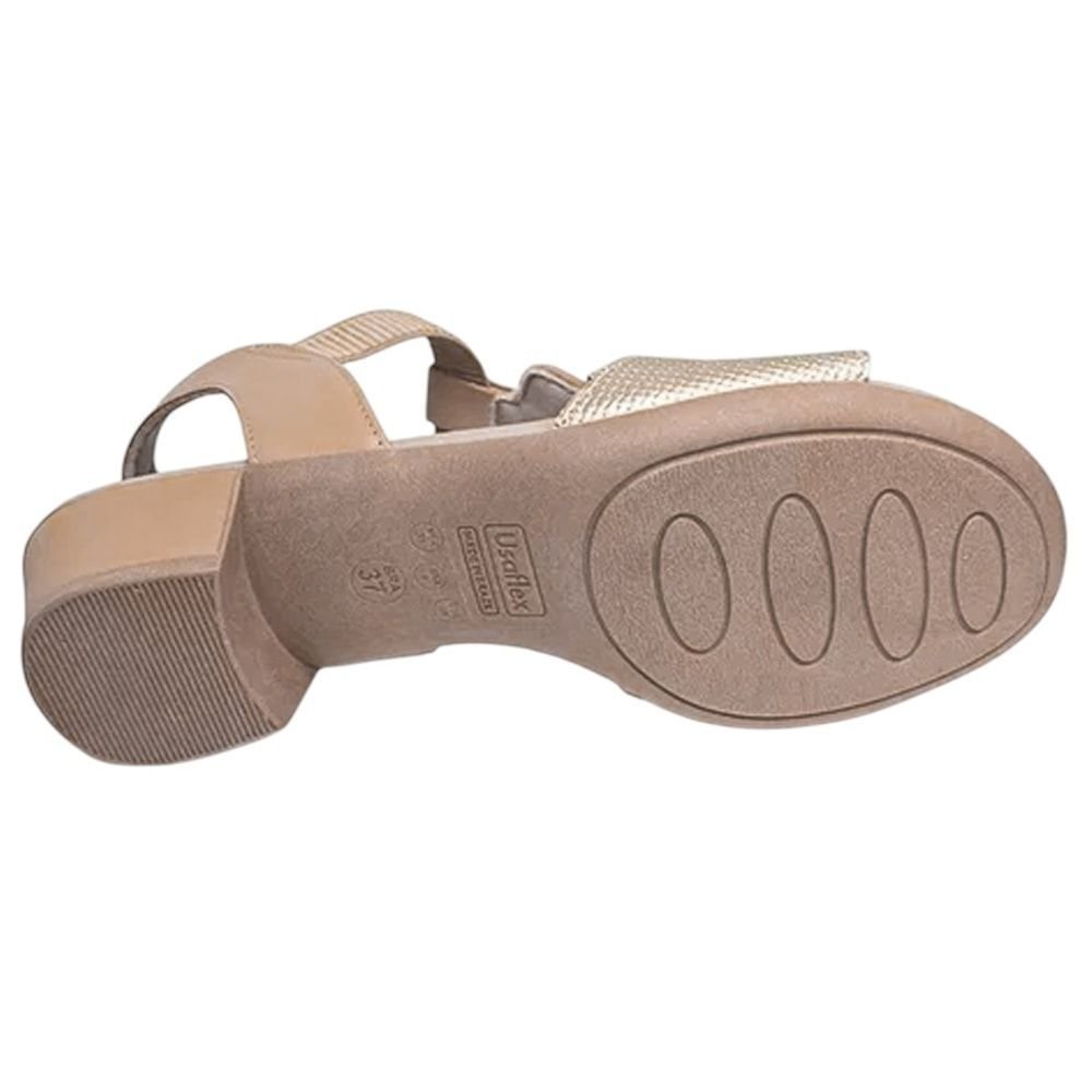 Sandália Usaflex Salto Bloco Feminina Dourado 4