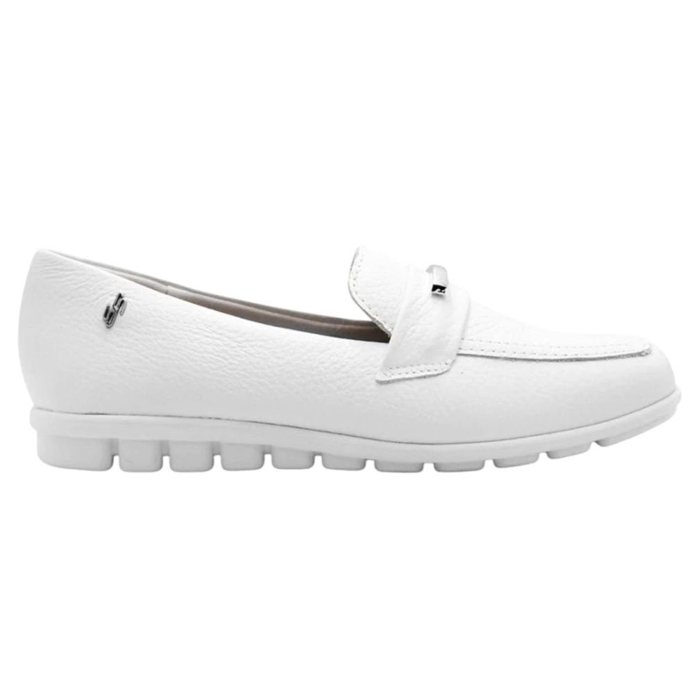 Mocassim Usaflex Loafer Em Couro Feminino Branco 2