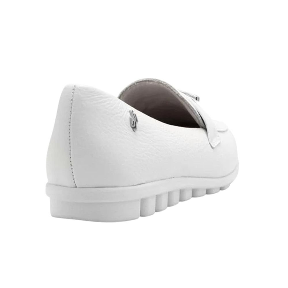 Mocassim Usaflex Loafer Em Couro Feminino Branco 3