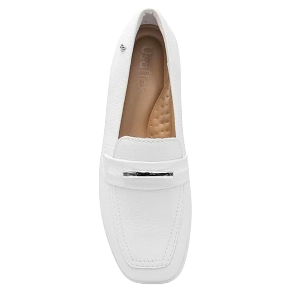 Mocassim Usaflex Loafer Em Couro Feminino Branco 4