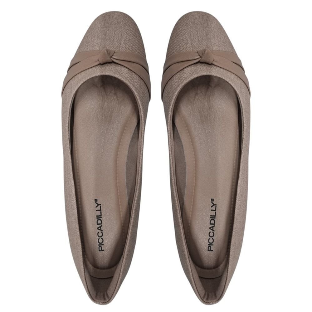 Sapatilha Piccadilly Raquel Salto Baixo Feminino Bege 4