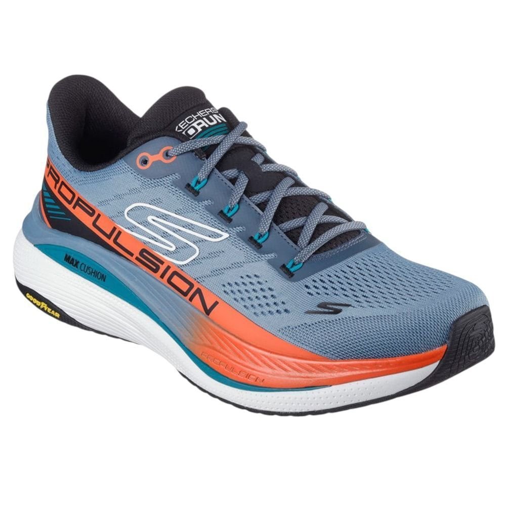 Tênis Skechers Max Cushioning Propulsion Masculino Azul/Laranja 3