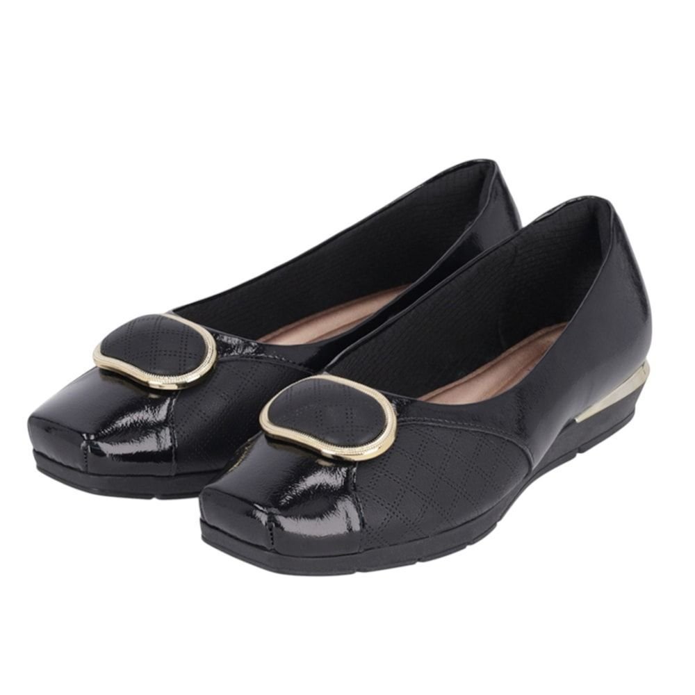 Sapato Piccadilly Fernanda Salto Baixo Feminino Preto 3