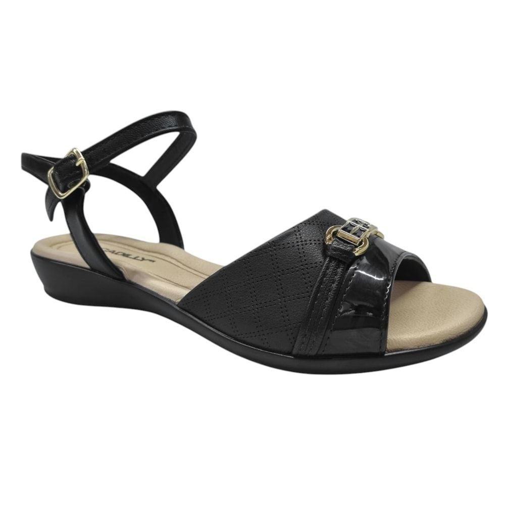 Sandália Piccadilly Rasteira Camila Feminina Preto 3