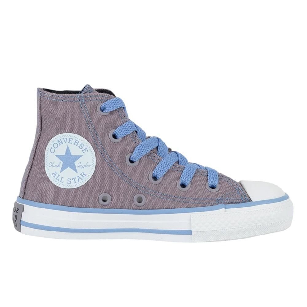 Tênis Converse All Star Chuck Taylor Side Zip HI Infantil Cinza