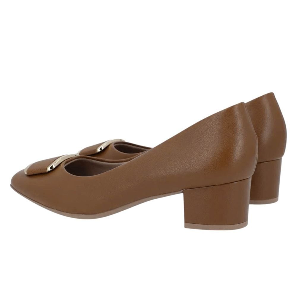 Scarpin Usaflex Salto Bloco Enfeite Feminino Marrom 3