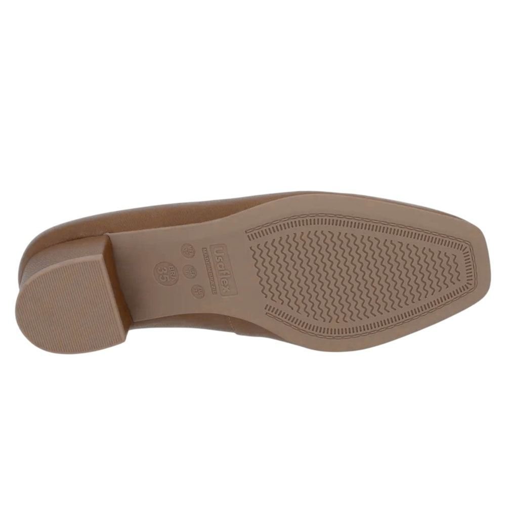 Scarpin Usaflex Salto Bloco Enfeite Feminino Marrom 4