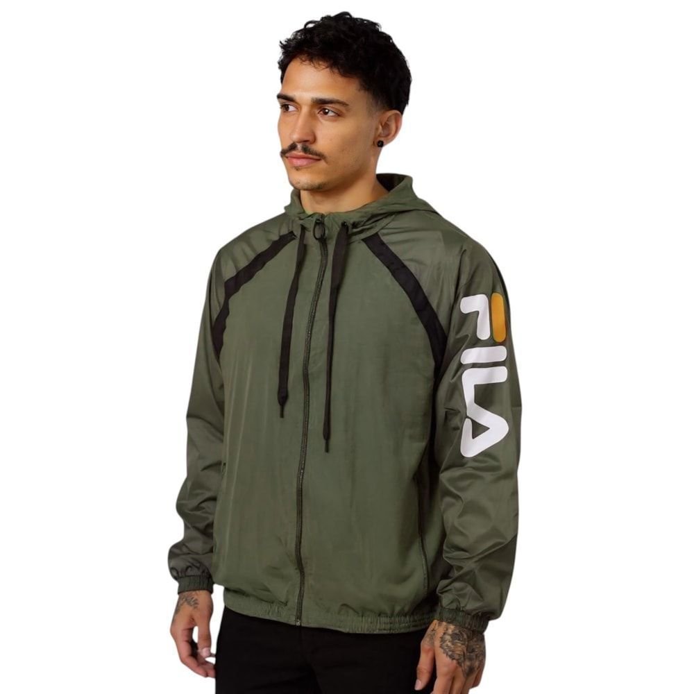 Jaqueta Fila Color Block Letter Masculina Verde 3