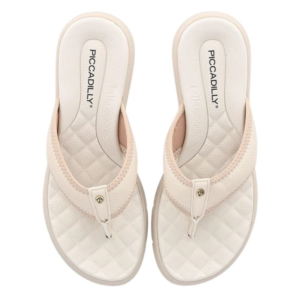 Chinelo Piccadilly Esporão Salto Anabela Feminino Bege