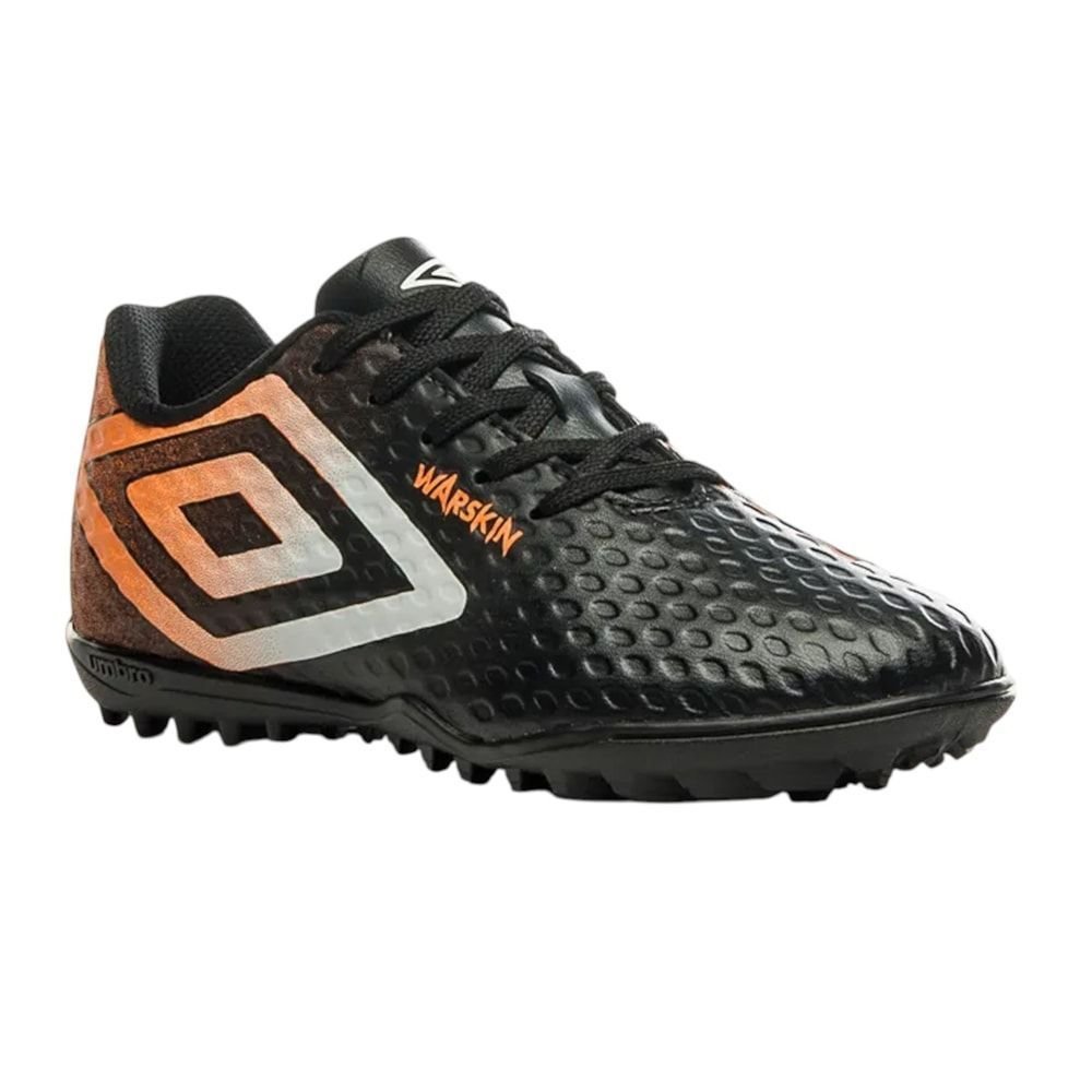 Chuteira Society Umbro Warskin Infantil Preto/Laranja 3