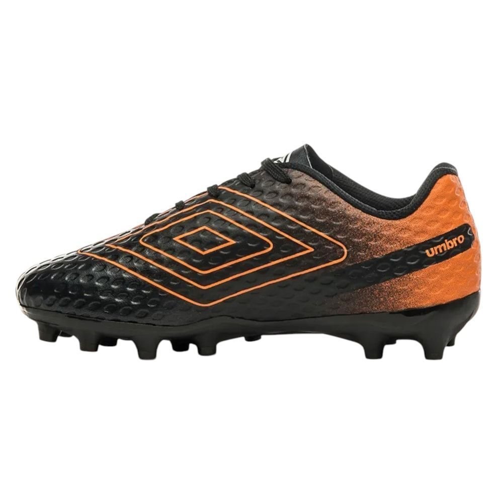 Chuteira Campo Umbro Warskin Infantil Preto/Laranja 2