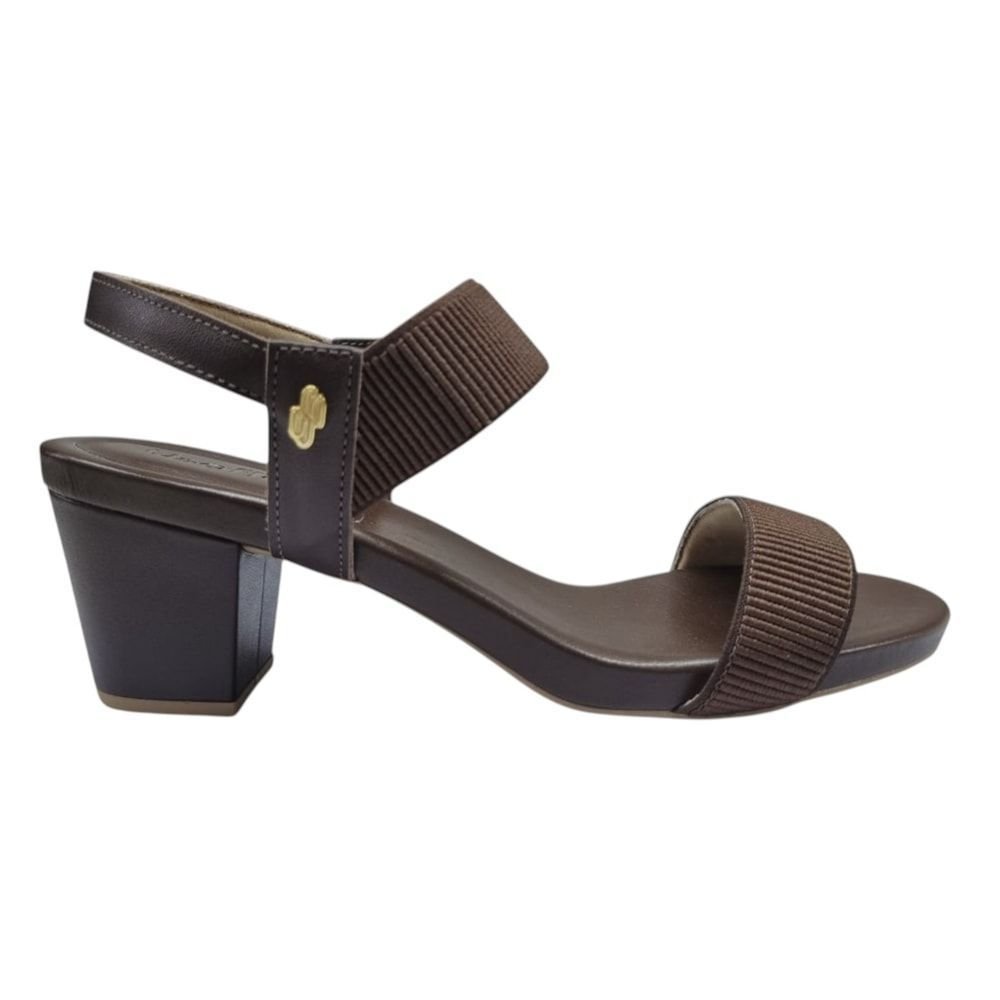 Sandália Usaflex Salto Medio Elástico Feminina Marrom