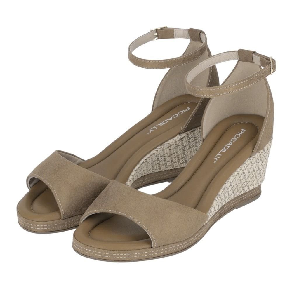 Sandália Piccadilly Alice Salto Anabela Alto Feminina Marrom 2