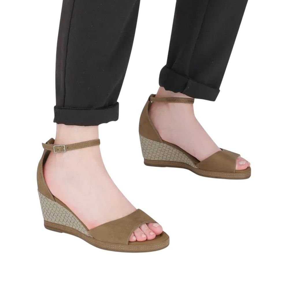 Sandália Piccadilly Alice Salto Anabela Alto Feminina Marrom 4