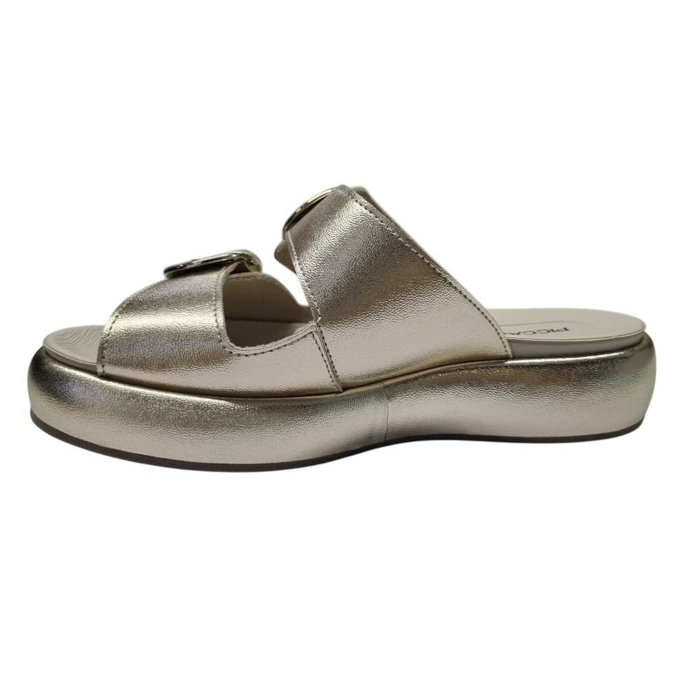 Tamanco Piccadilly Sol Salto Anabela Médio Feminino Dourado 2