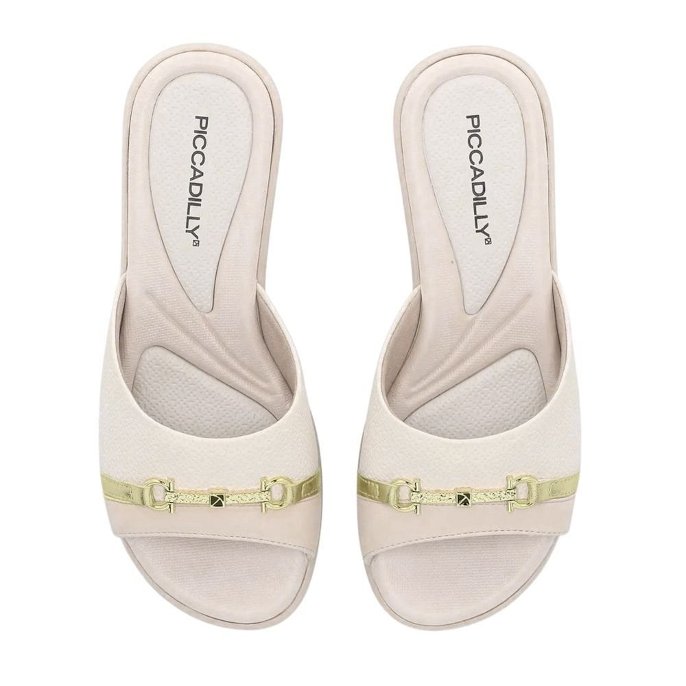 Tamanco Piccadilly Cecília Salto Anabela Médio Feminino Bege 4