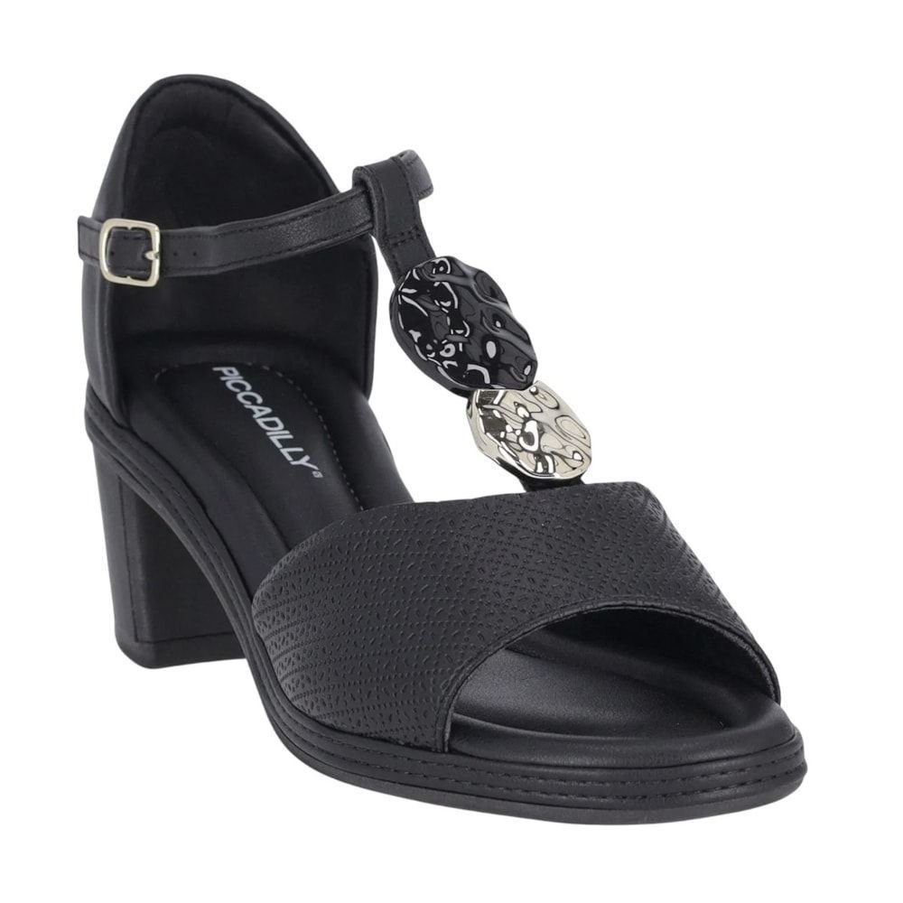 Sandália Piccadilly Paola Salto Médio Feminina Preto 3