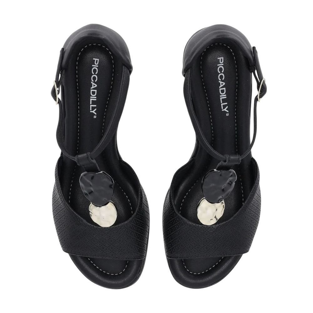 Sandália Piccadilly Paola Salto Médio Feminina Preto 4