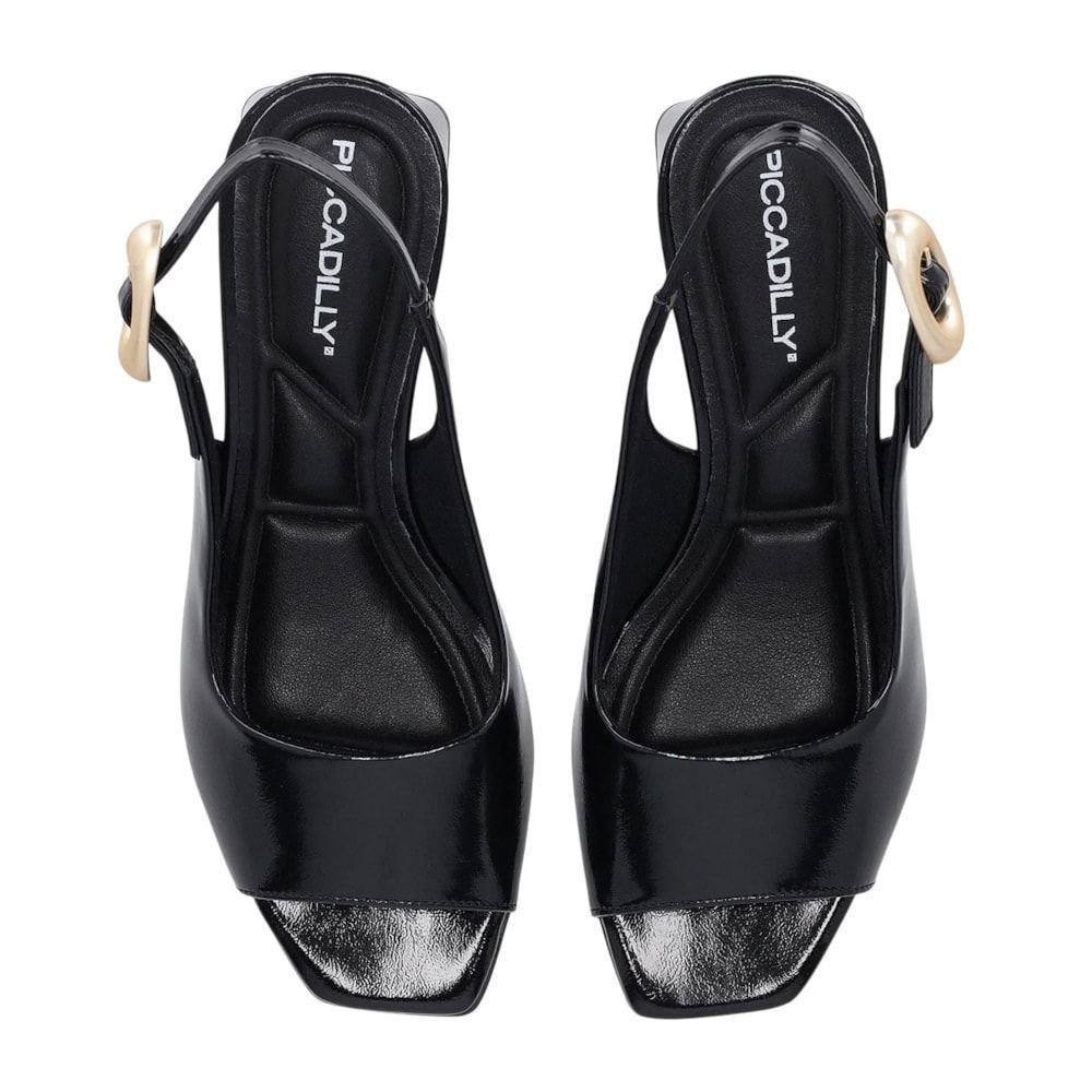 Sandália Piccadilly Slingback Renee Salto Médio Feminina Preto 4
