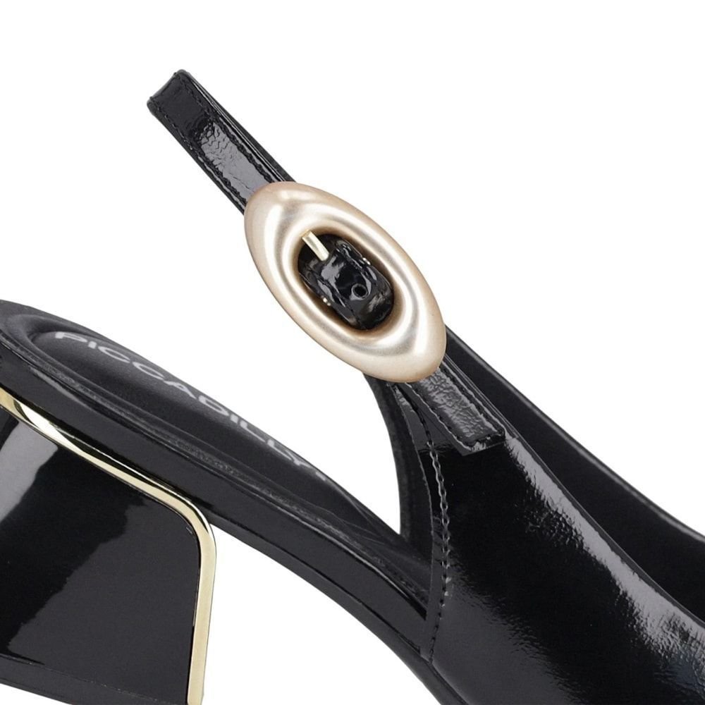 Sandália Piccadilly Slingback Renee Salto Médio Feminina Preto 5