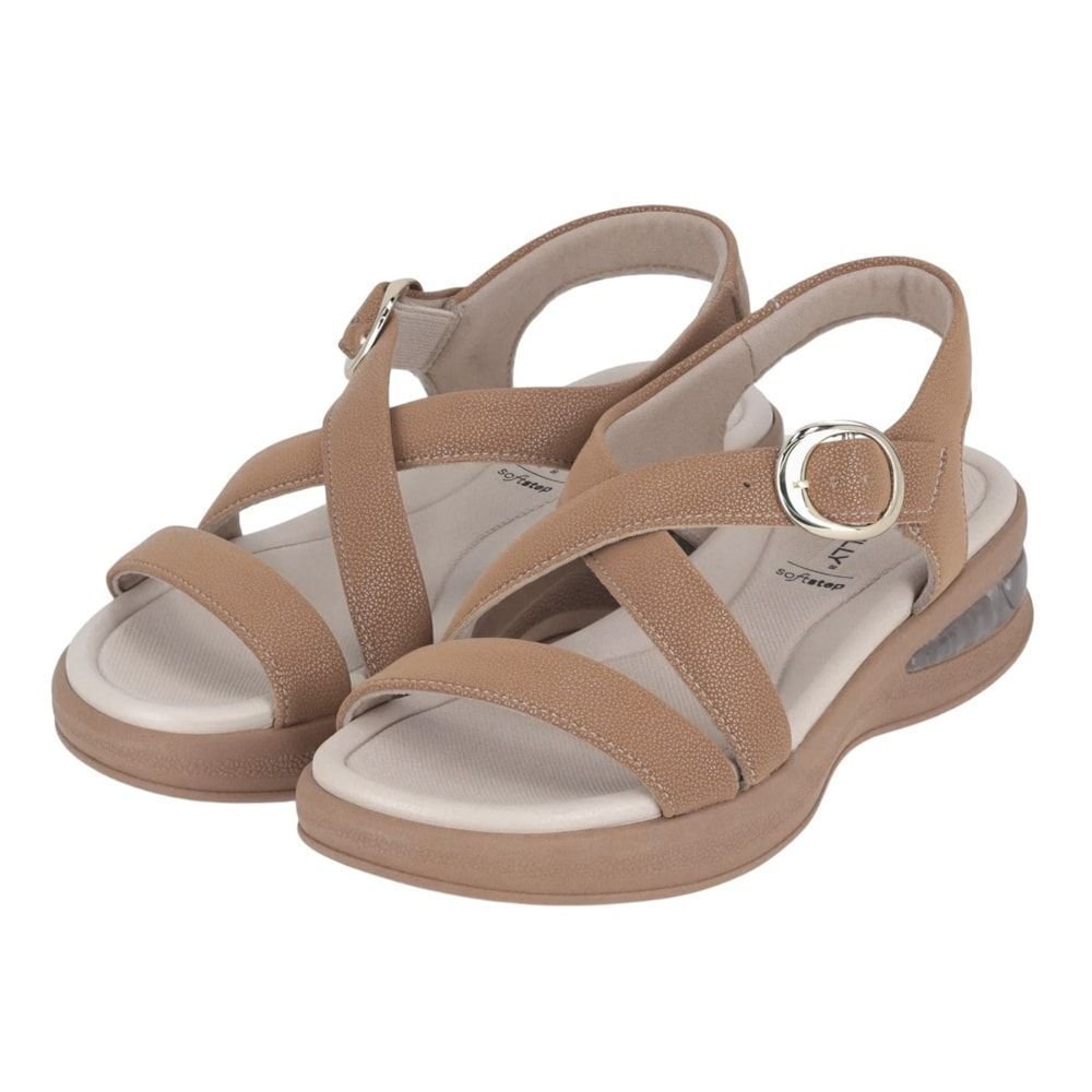 Sandália Piccadilly SoftStep Salto Anabela Médio Feminina Marrom 2