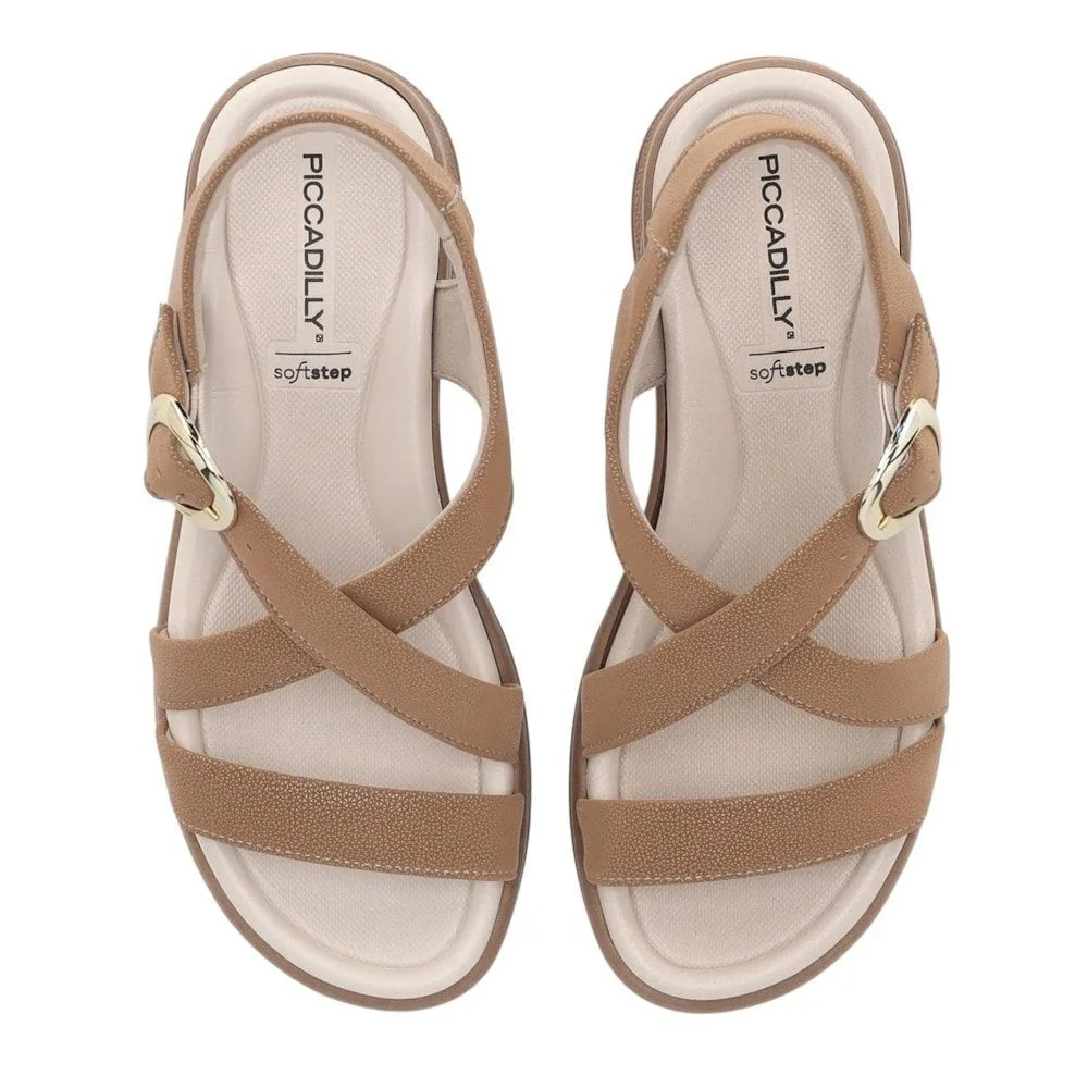 Sandália Piccadilly SoftStep Salto Anabela Médio Feminina Marrom 3