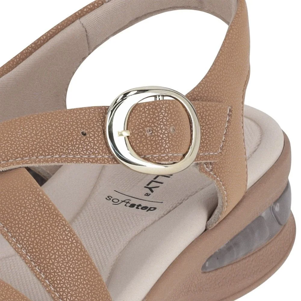 Sandália Piccadilly SoftStep Salto Anabela Médio Feminina Marrom 5