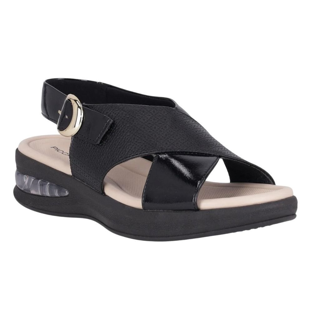 Sandália Piccadilly SoftStep Salto Anabela Médio Feminina Preto 3