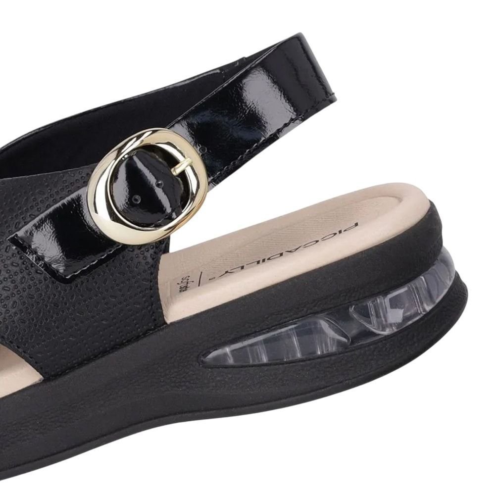 Sandália Piccadilly SoftStep Salto Anabela Médio Feminina Preto 5