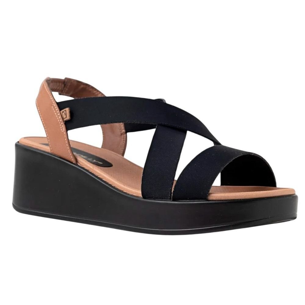 Sandália Piccadilly Anabela Médio Feminina Preto 2