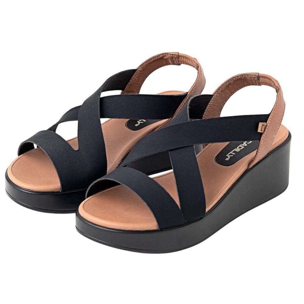 Sandália Piccadilly Anabela Médio Feminina Preto 3