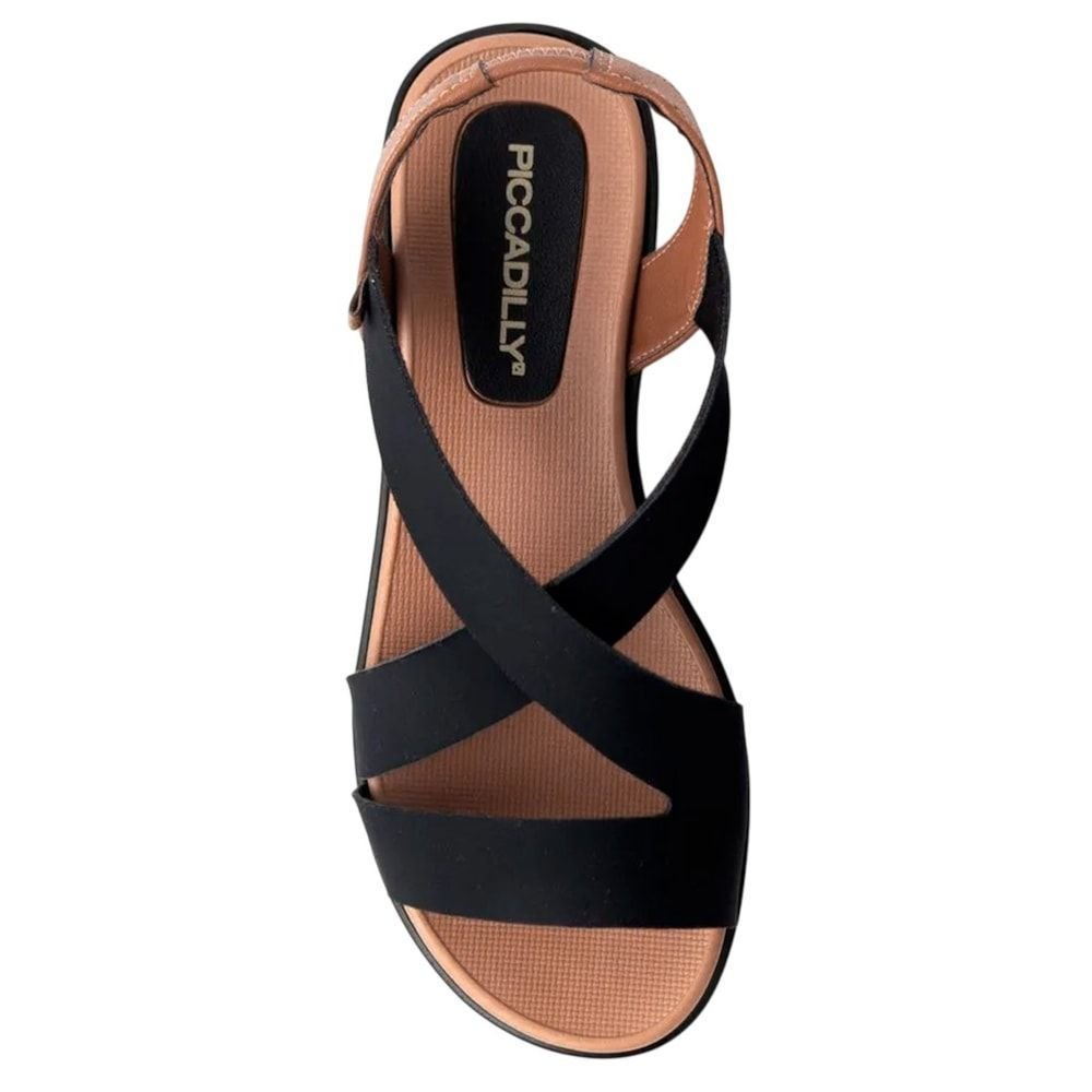 Sandália Piccadilly Anabela Médio Feminina Preto 4