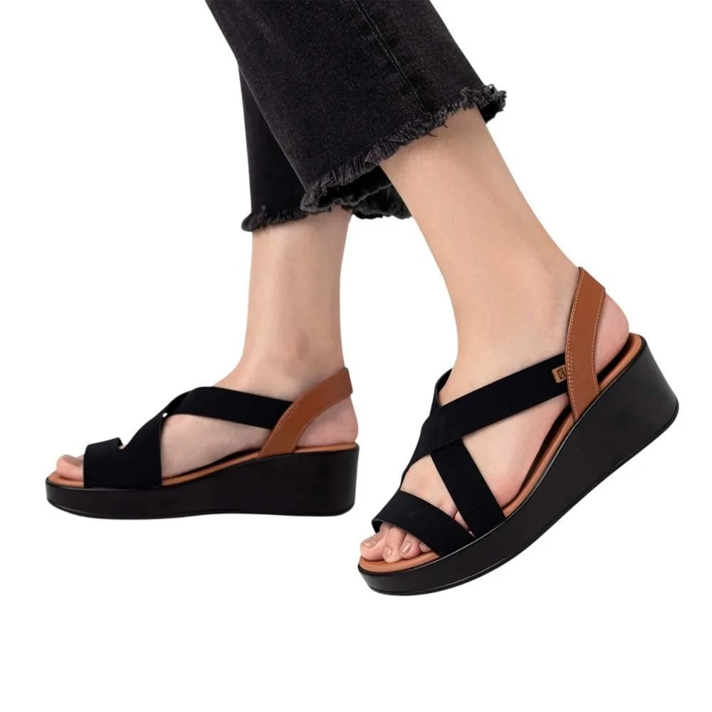 Sandália Piccadilly Anabela Médio Feminina Preto 5