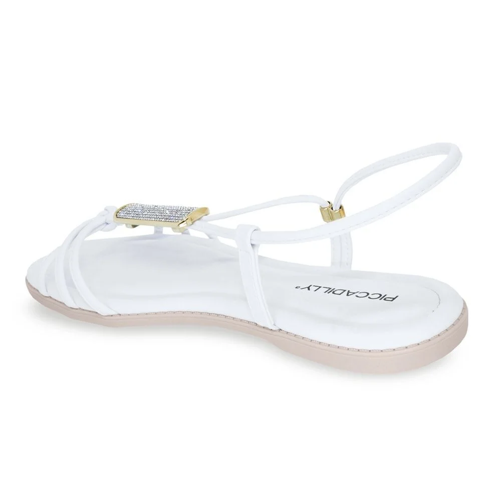 Sandália Rasteira Piccadilly Gabi Feminina Branco 3