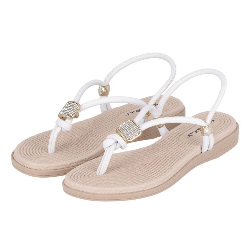 Sandália Rasteira Piccadilly Adla Feminina Branco 2