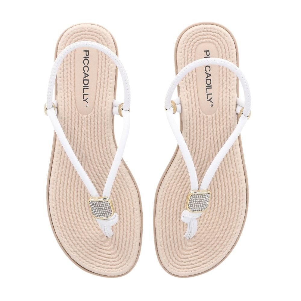 Sandália Rasteira Piccadilly Adla Feminina Branco 3