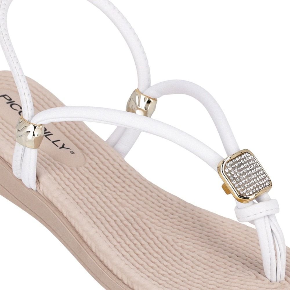 Sandália Rasteira Piccadilly Adla Feminina Branco 4