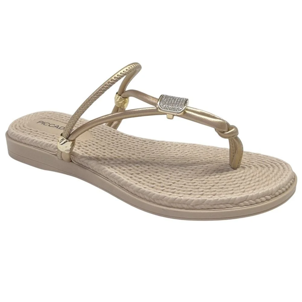 Sandália Rasteira Piccadilly Adla Feminina Dourado 3