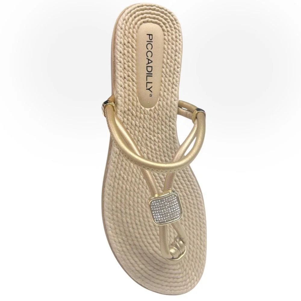 Sandália Rasteira Piccadilly Adla Feminina Dourado 4