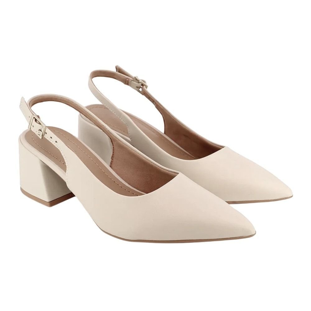 Sapato Slingback Usaflex Salto Médio Feminino Bege 2