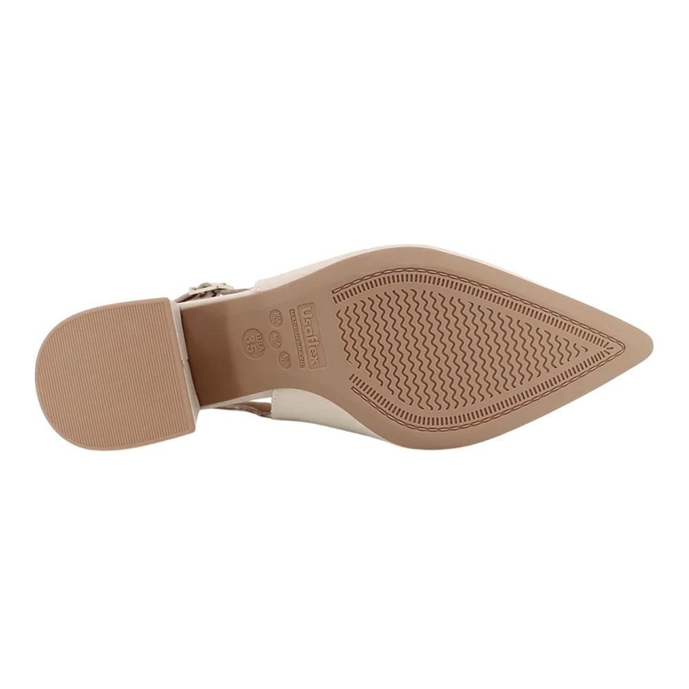 Sapato Slingback Usaflex Salto Médio Feminino Bege 5