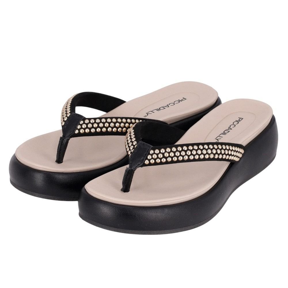 Chinelo Plataforma Piccadilly Sol Feminino Preto 2
