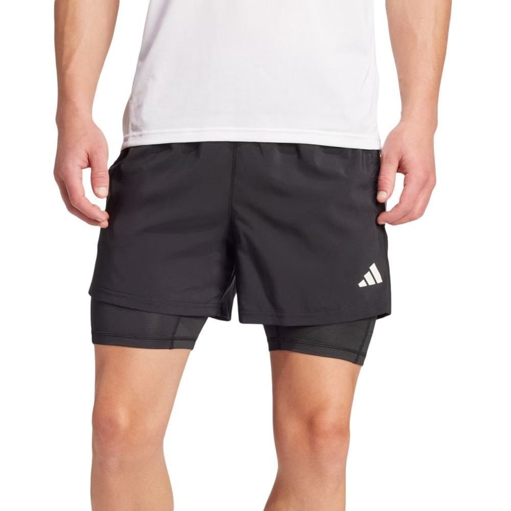 Short Adidas 2 em 1 Own the Run Masculino Preto 1