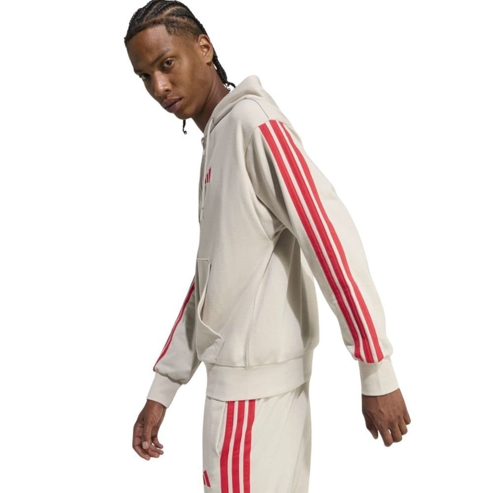 Jaqueta Adidas Essentials 3 Stripes Masculina Bege 4