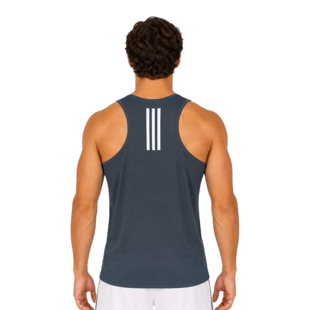 Regata Adidas Básica 3 Listras Masculina Cinza 2
