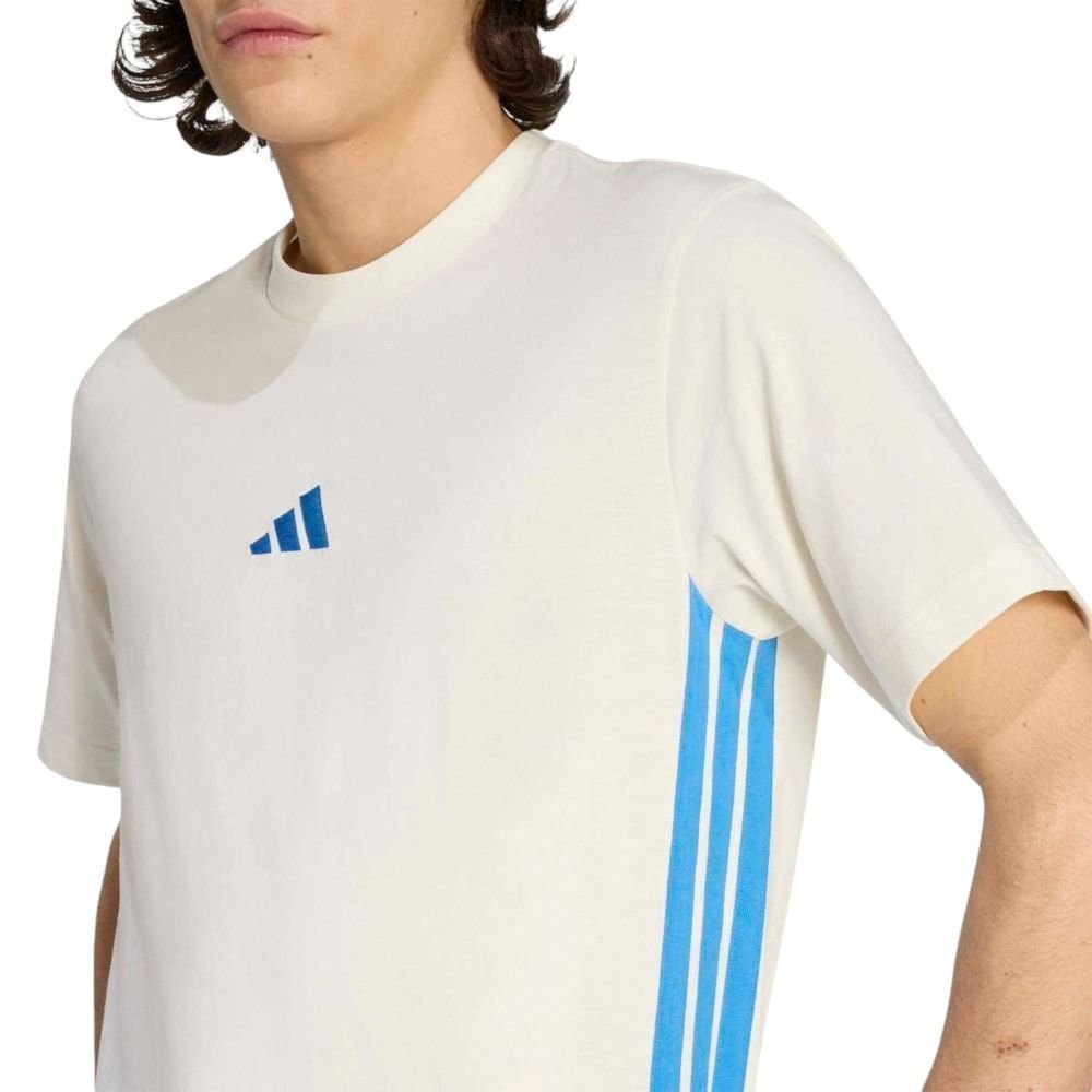 Camiseta Adidas Essentials 3 Stripes Masculina Bege 3